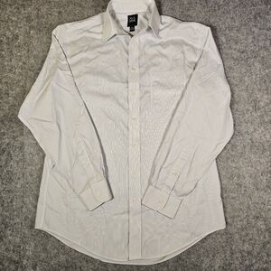 Joseph Jos A. Bank Mens Traveler White Blue Stripe Button Up Shirt Size 16-35